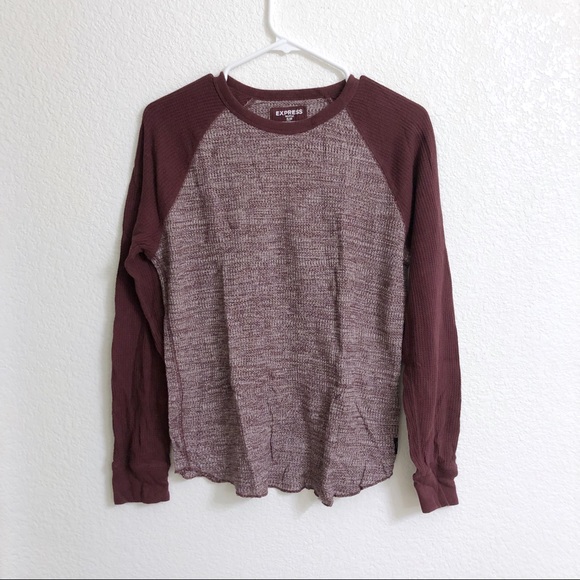 Express Red Waffle Long Sleeve Shirt Men’s Small - Picture 1 of 4